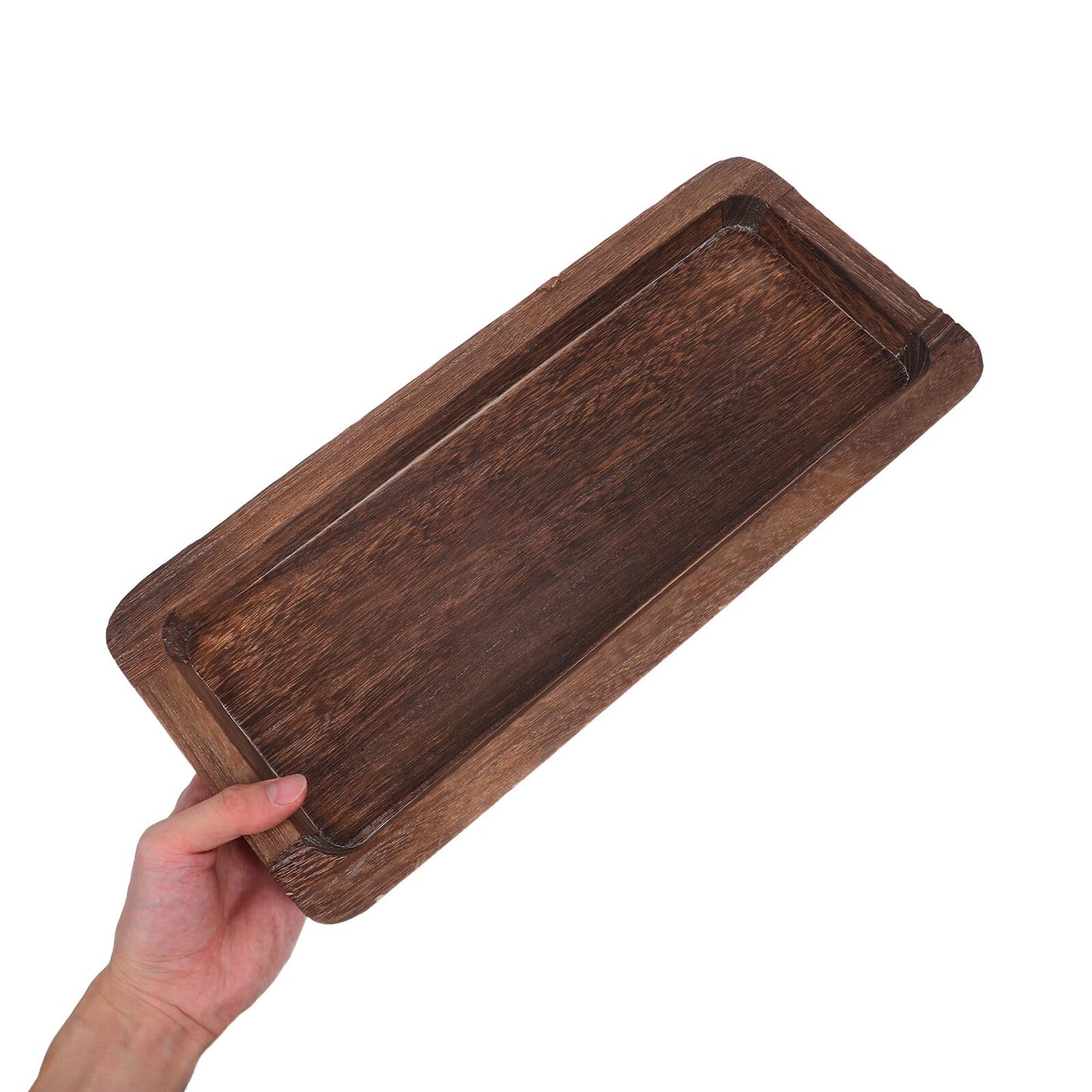 DEARMAMY Rustic Farmhouse Decorative Tray 15.74X6.88In Narrow Wooden Serving Platter for Kitchen Counter Centerpiece Candle Holder