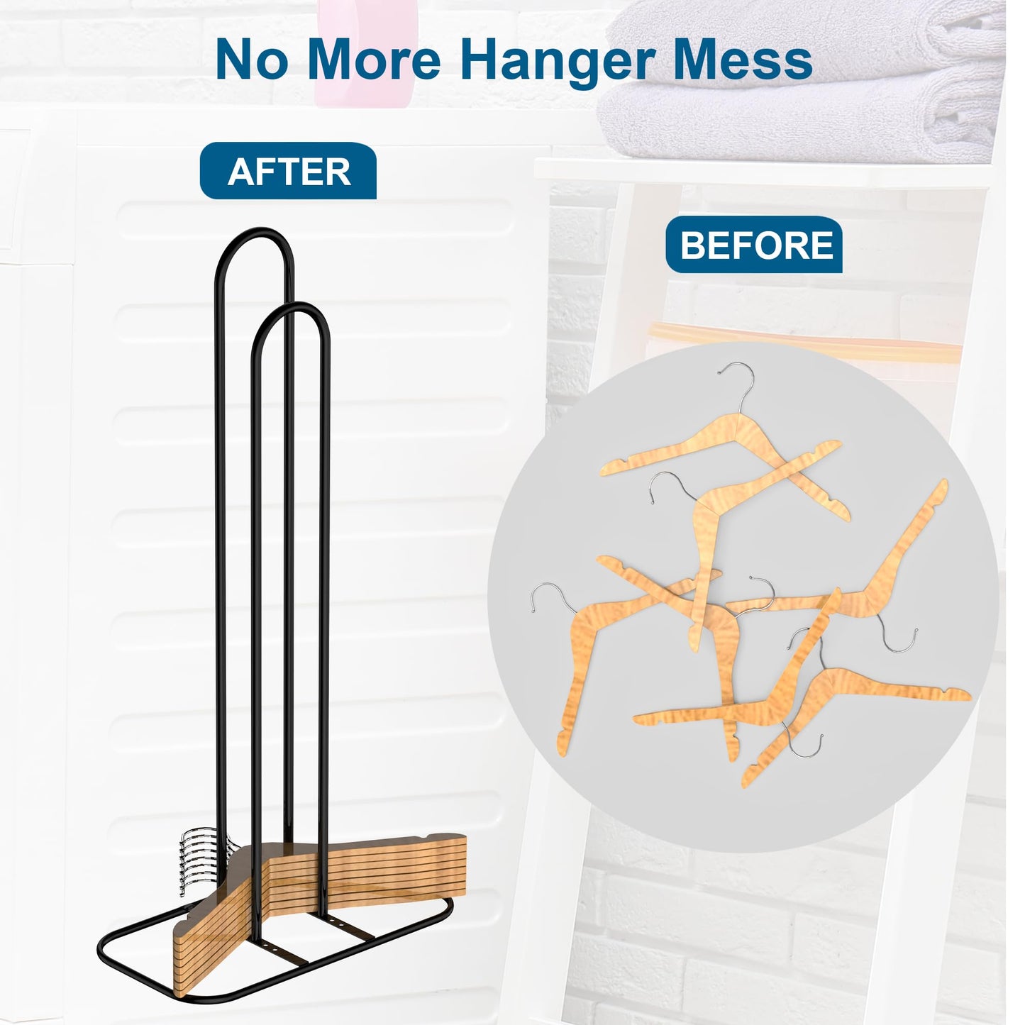 EASTTOWEST Hanger Stacker Organizer, 33 inch Height Stand, Clothes Hanger Storage Rack, Laundry Room, Black