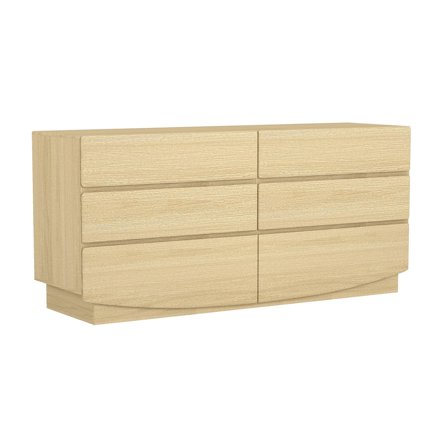 Manhattan Comfort Ardea Modern 6 Drawer Dresser, 72" Wide Minimalist Contemporary Storage, Smooth-Glide Handle-Free Drawers, Natural Oak