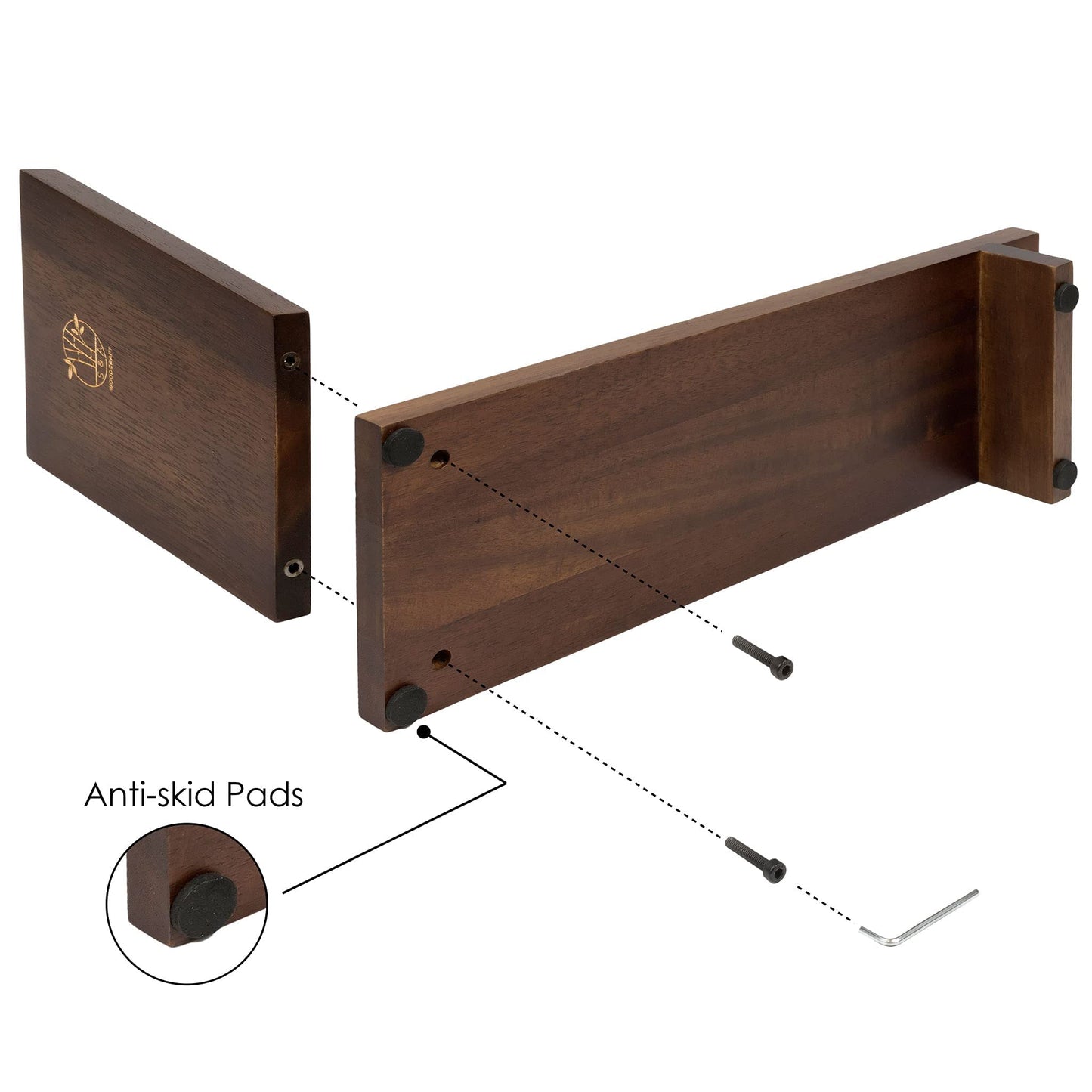 S&A WOODCRAFT Desktop Wood Bookshelf Wooden Bookend, Acacia Desk Organizer Shelf and Display Rack with Book Ends, Storage Shelf Bookcase for Office, Home Decor, Kitchen Countertop, Walnut Brown