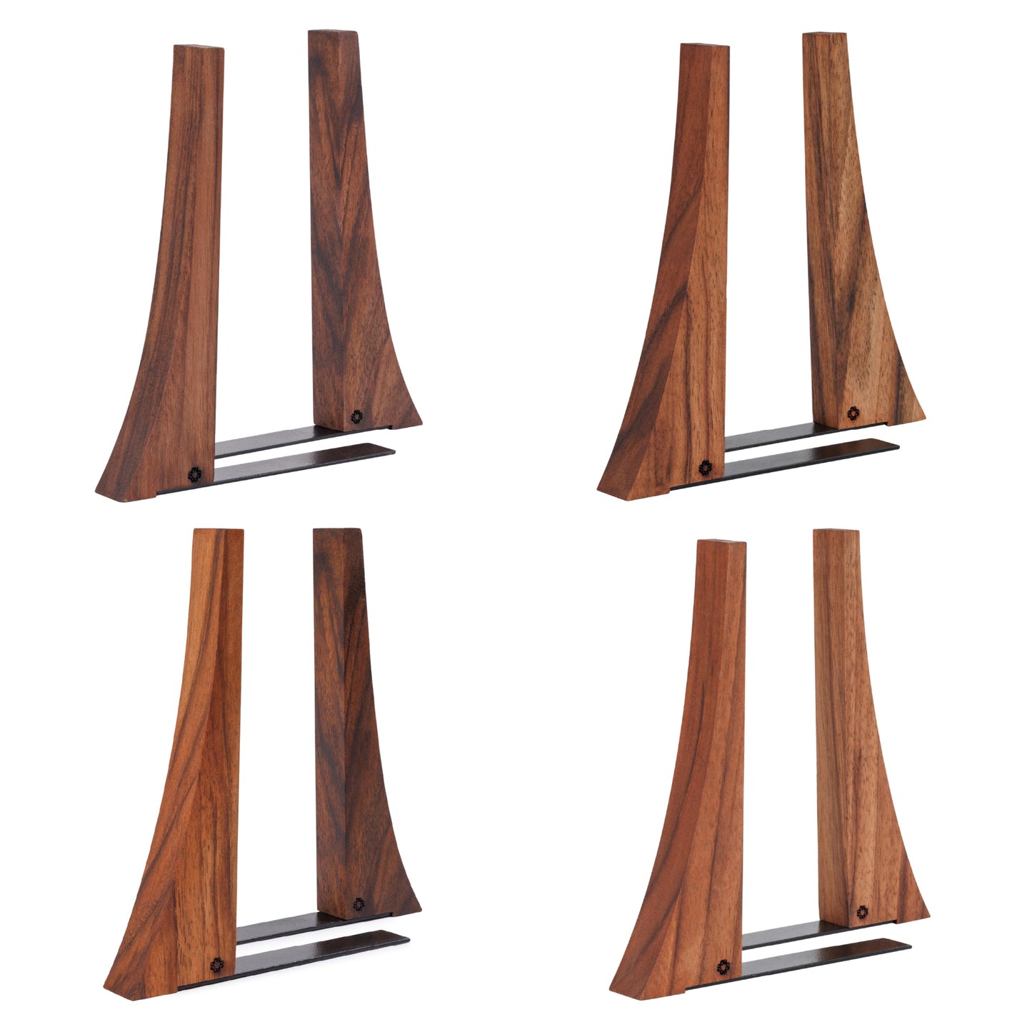 TILISMA Walnut Bookends for Shelves | Wooden Book Ends for Shelves | Sturdy Book Holders, Stoppers with Metal Base for Bookshelves | Slick Decorative Bookends Stands Firmly on Bookshelf (4 Pair)