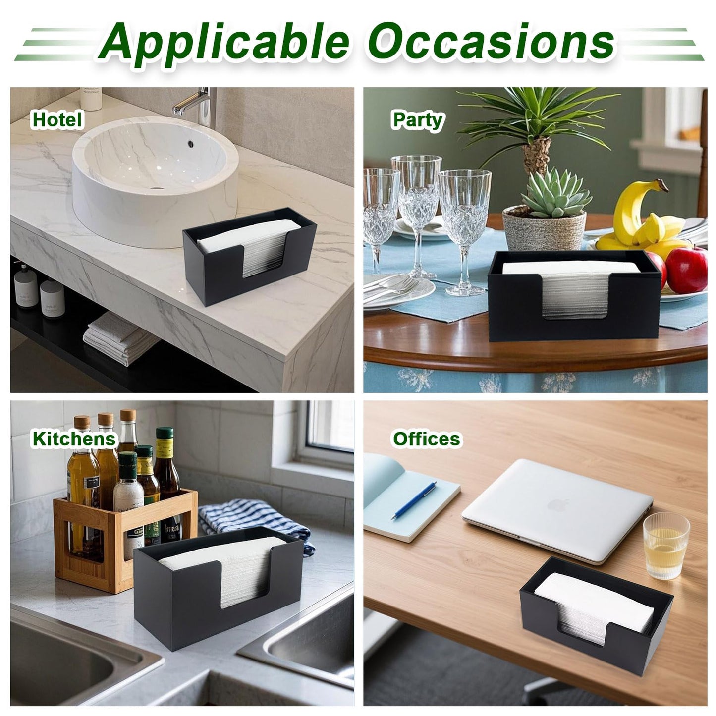 Paper Towel Holder Countertop, Black Acrylic Bathroom Napkin Holder, 1 Pack