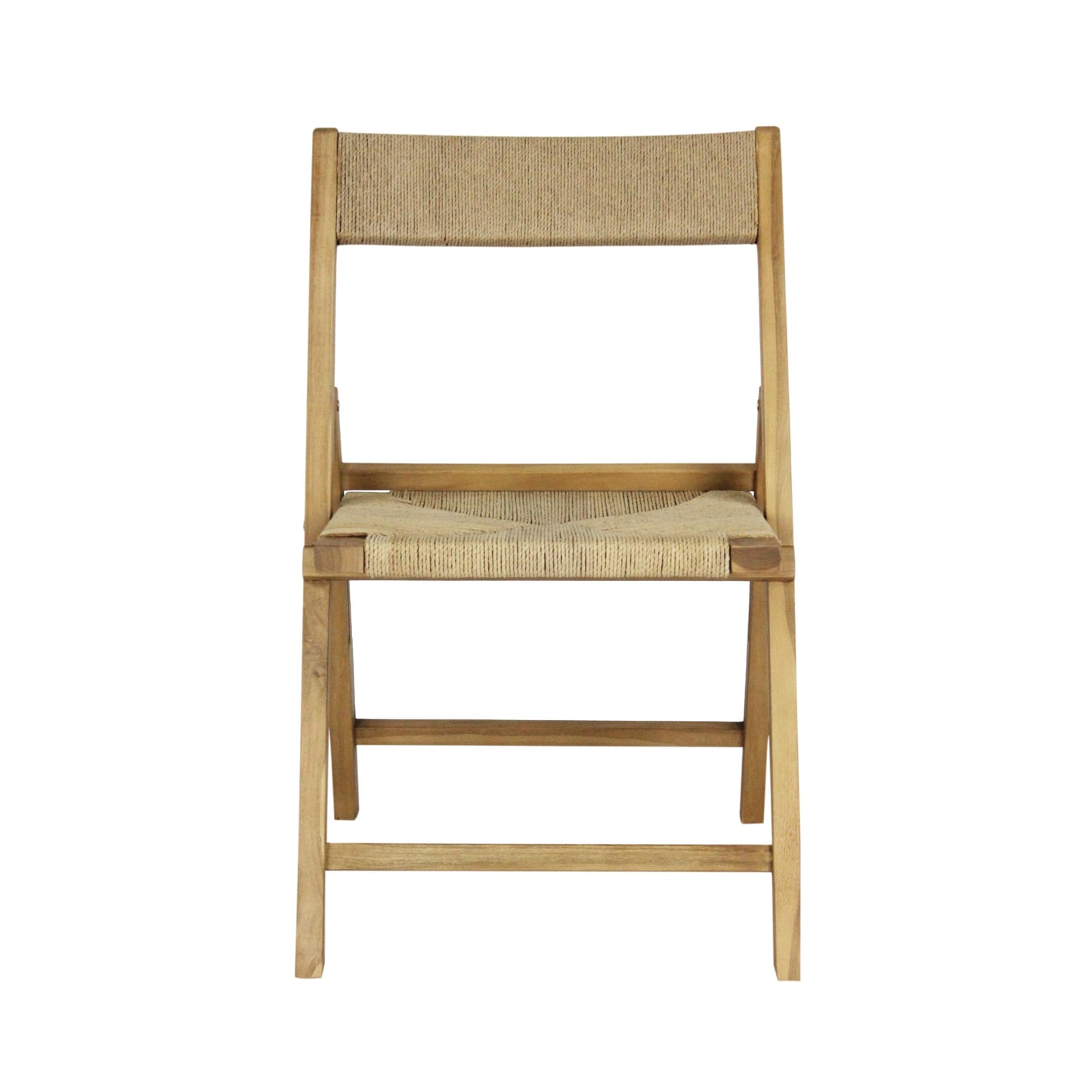 JONATHAN Y Kiawah Woven Seagrass and Natural Teak Wood Folding Chair Set of 2 for Dining Room, Coastal Armless Space-Saving Portable Seat with Natural Finish, No Assembly Required FLD1002A-SET2