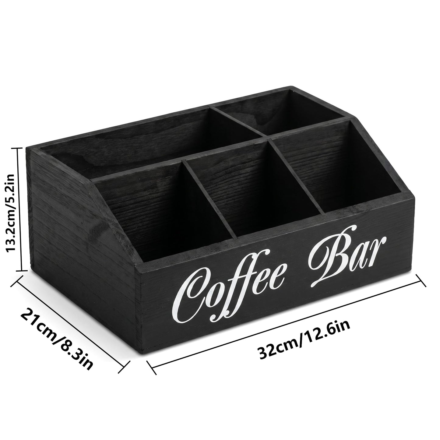 SHAXIXI Coffee Station Organizer - Double Layer with Drawers, Country Style Coffee Bar Organizer, Farmhouse Coffee Capsule Storage Basket, Natural Solid Wood Material, 12.6 x 8.5 x 5.2 inches