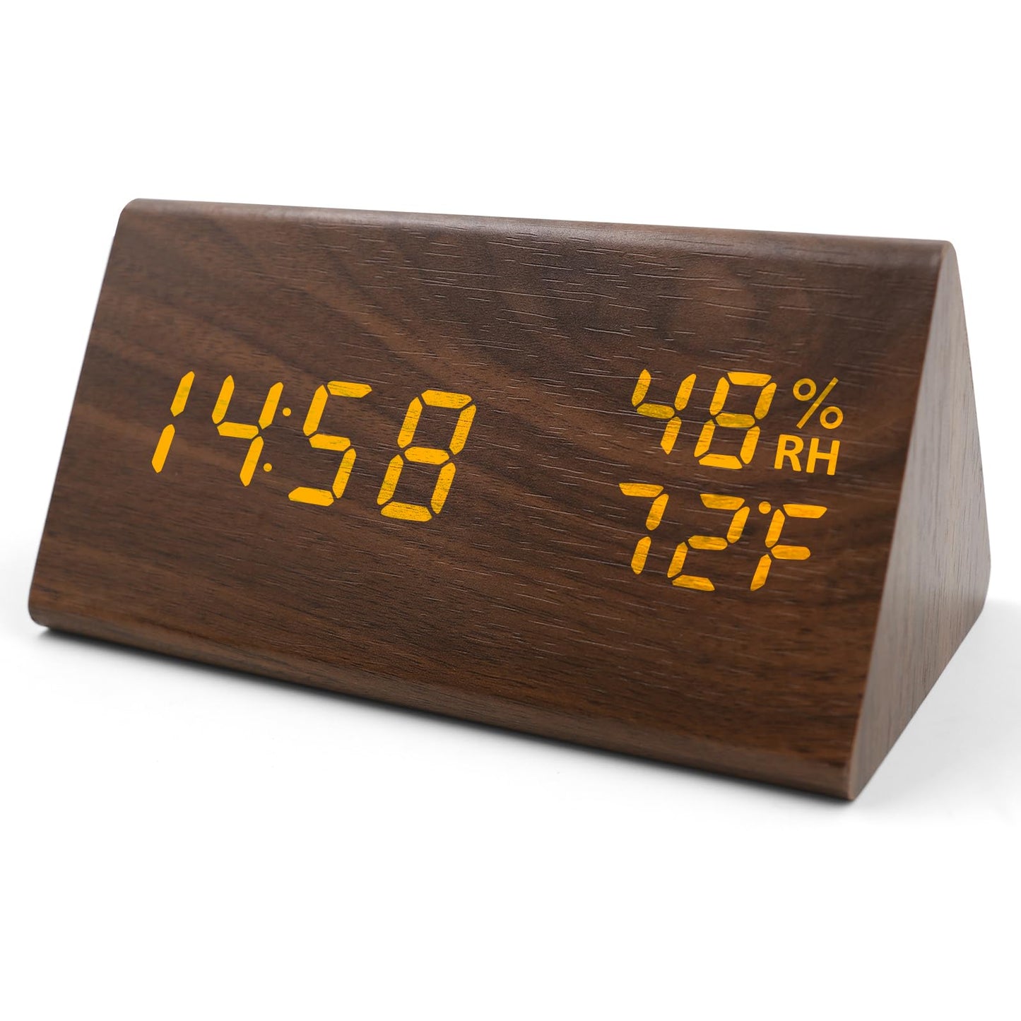 KESHIDE Wooden Digital Alarm Clocks for Bedrooms - Electric Desk Clock with Large Numbers, USB Port, Loud Alarm for Heavy Sleepers, Adjustable Volume, Dimmer, Snooze, DST, Wood Décor, Adapter Powered