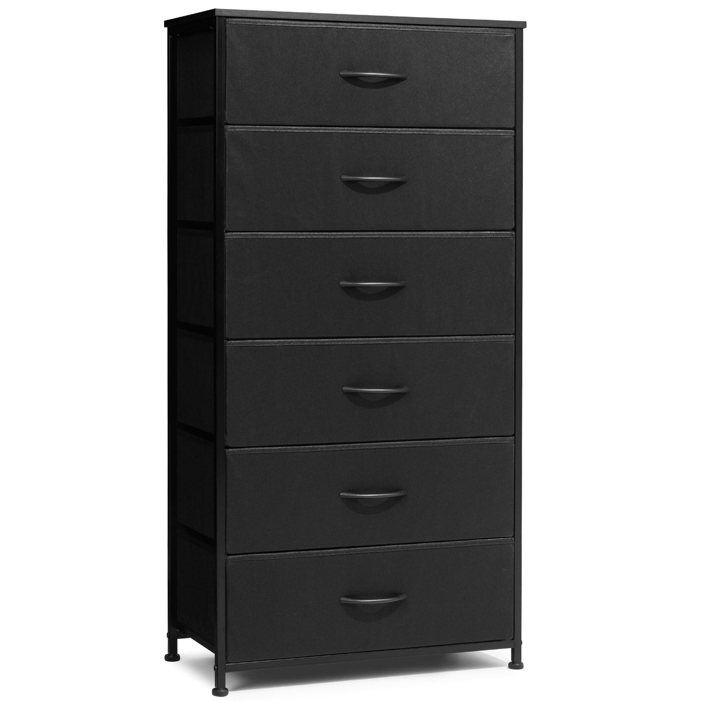 Crestlive Products Dresser for Bedroom with 6 Drawers, Tall Chest of Drawers, Black Dressers Bedroom Furniture, Storage Organizer Unit with Bins for Closet, Hallway, Living Room, Entryway