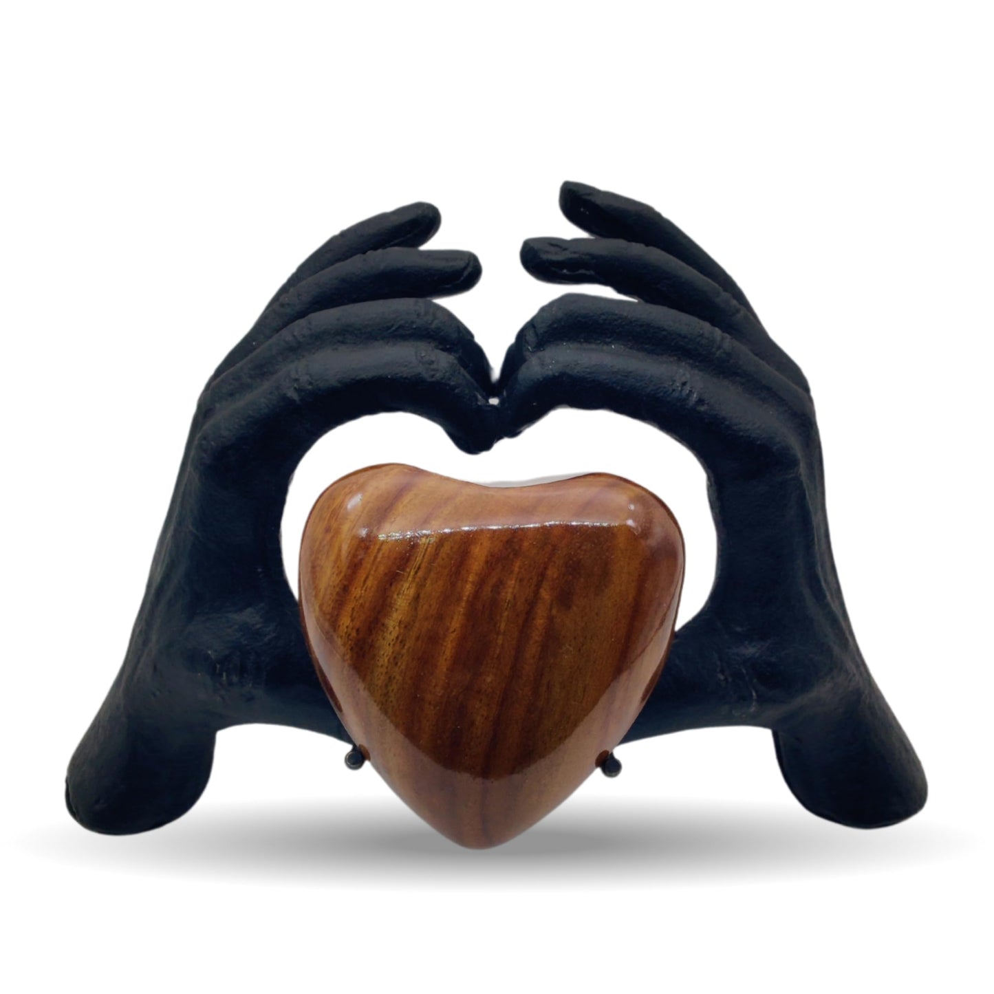 ZAHANAARA Wooden Heart Urn for Ashes Adult Male & Female |Handcrafted Memorial Box for Funeral|Memorial Gifts, Ashes Keepsake |Aluminum Cremation Urns|Unique Tribute in Hands Design - Black, 3 cu in