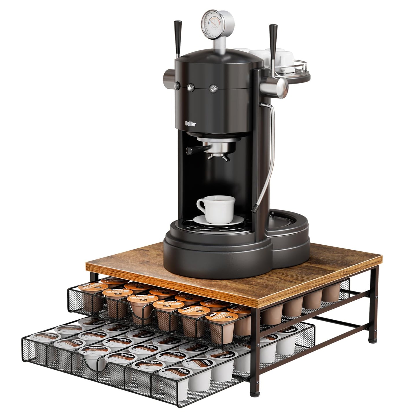 Coffee Pod Holder for Counter, 2-Tier K Cup Holder Organizer with Drawers