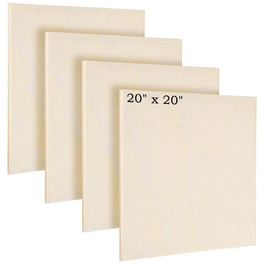 Aodaer 4 Pack Wood Panels 20 x 20 Inch Wooden Panels Canvas Unfinished Craft Wood Boards Panel for Art Crafts Acrylic and Oil Painting Pouring DIY Projects