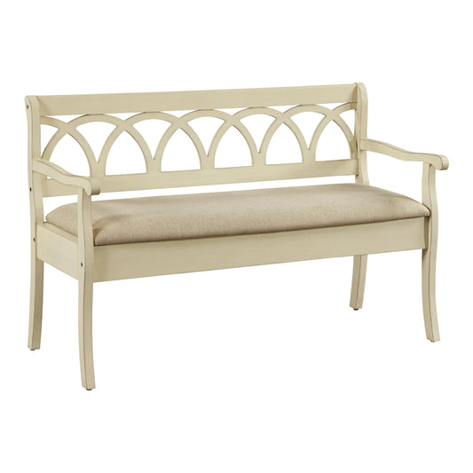 OSP Home Furnishings Coventry Solid Wood and Veneer Storage Bench, Antique White