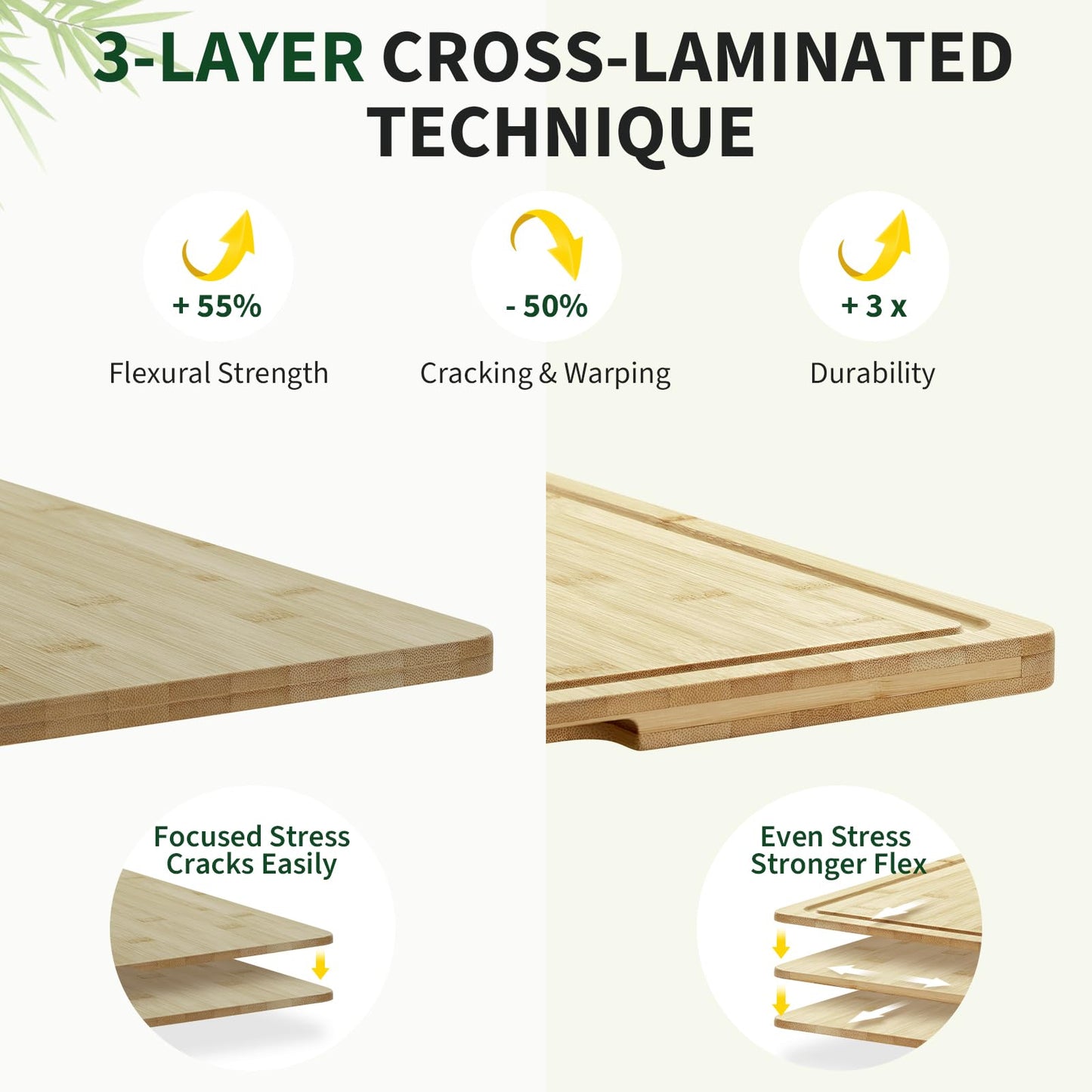 24"X18" Bamboo Cutting Boards for Kitchen, Extra Large Wood Cutting Board with Deep Juice Groove & Handle