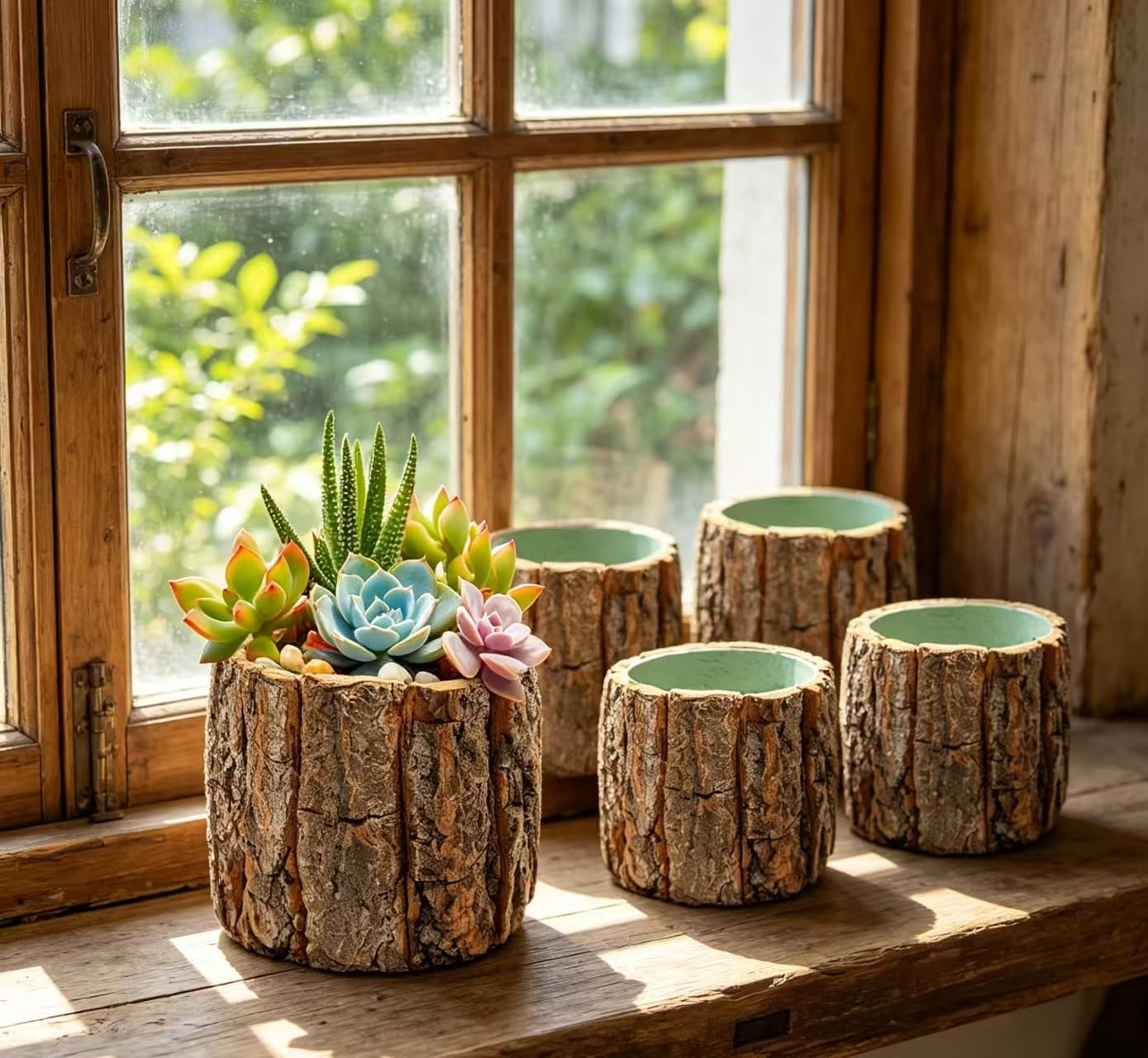 12 Set 3.5in Wooden Vases for Centerpieces, Wedding Flower Table Wood Vase Rustic Tree Stump Planter Pots with Foam Blocks for Woodland Party Home Farmhouse Table Decor (12 Set with Flower Foam)