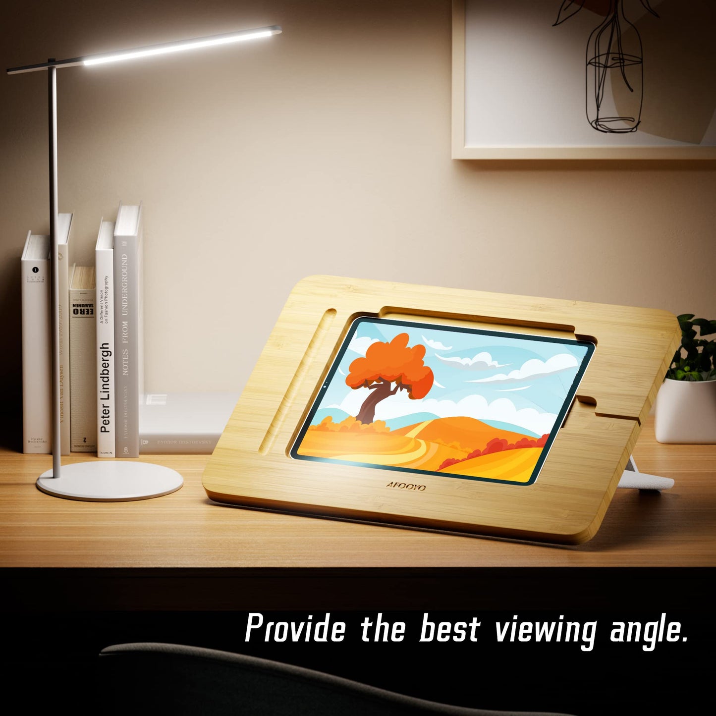 AFOOYO Wooden Tablet Drawing Stand - Portable & Adjustable 5 Angles for Laptop,Laptop Stand Riser,Compatible with 12.9/13 inch iPad Pro(3rd-6th Gen)