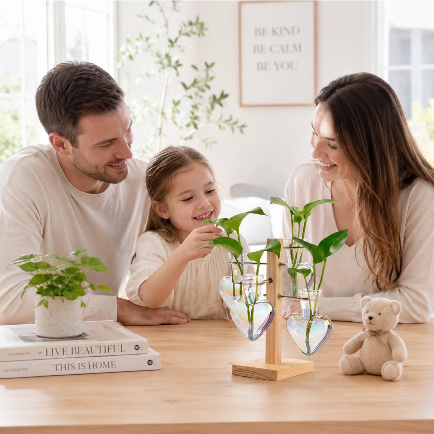 Nacome Plant Terrarium Propagation Stations: Clear Vase with Wooden Stand