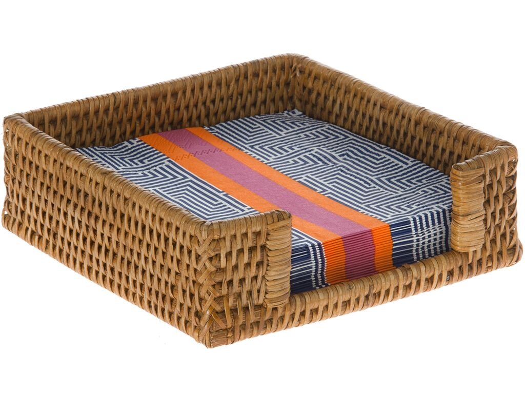 KOUBOO La Jolla Rattan Napkin Holder, Decorative Napkin Holder for Dining Table, Kitchen Counter, Bathroom, Rustic Wicker Tray for Paper Napkins, Honey Brown