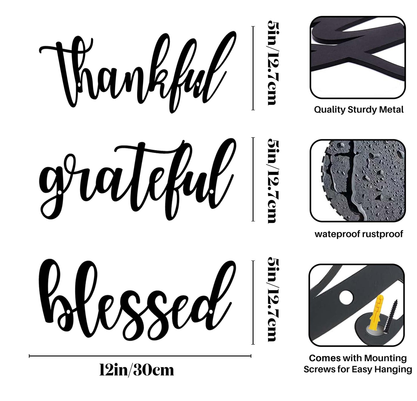 Blessed Metal Sign Wall Art Decor - 5X12IN Black Modern Sweet Dreams Farmhouse Signs for Hanging Above Bed Wall Decor for Bedroom