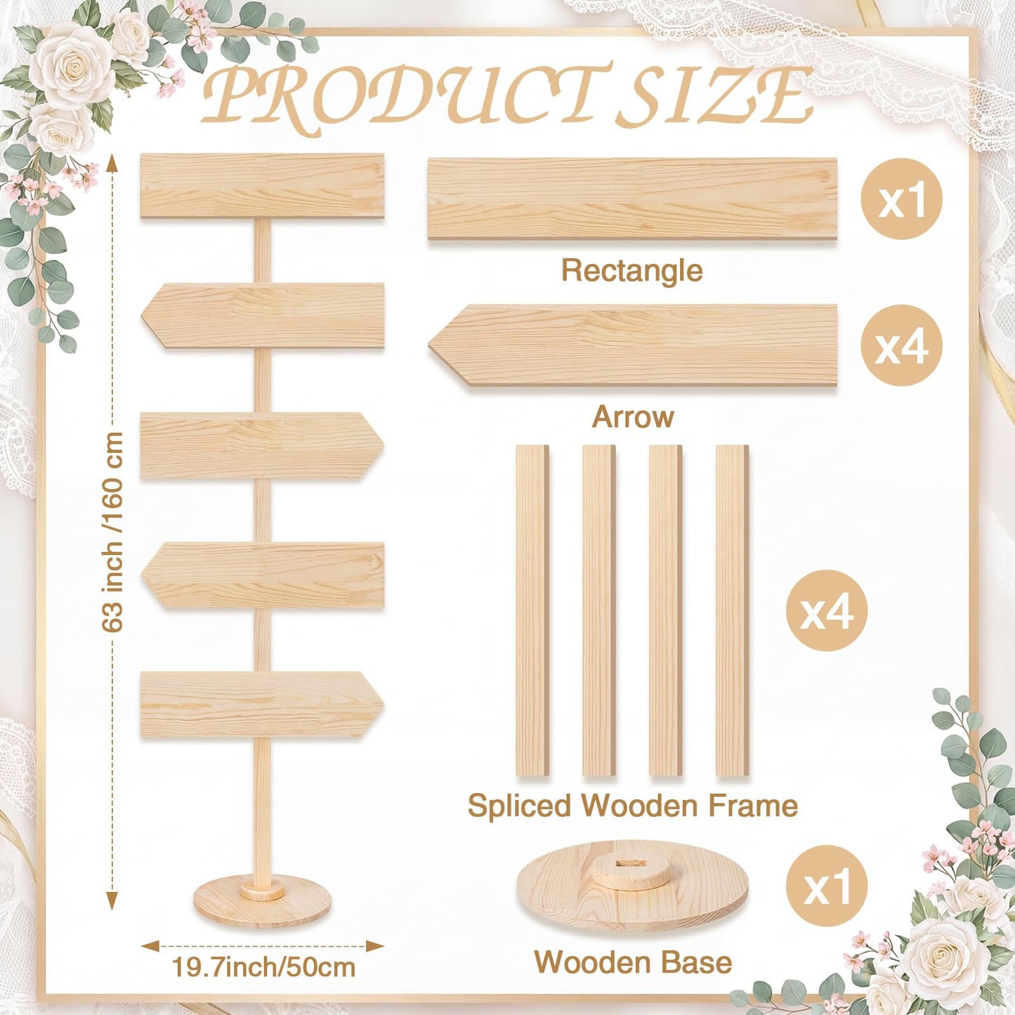 Chunful 63 Inch Wooden Blank Arrow Signs with Stakes, Wood Blank Directional Yard Sign for Outdoor Lawn Patio Yard Garden Weddings Birthday Party Guidepost Decorations