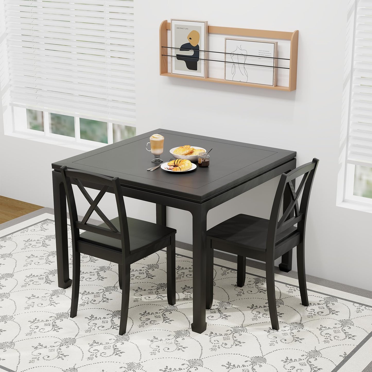 Giantex Wood Dining Chairs Set of 2, Armless Kitchen Chairs w/Rubber Wood Legs & Curved Backrest, Farmhouse Cross Back Diner Chairs, Wooden Side Chairs for Home Dining Room, Load 400 LBS, Black