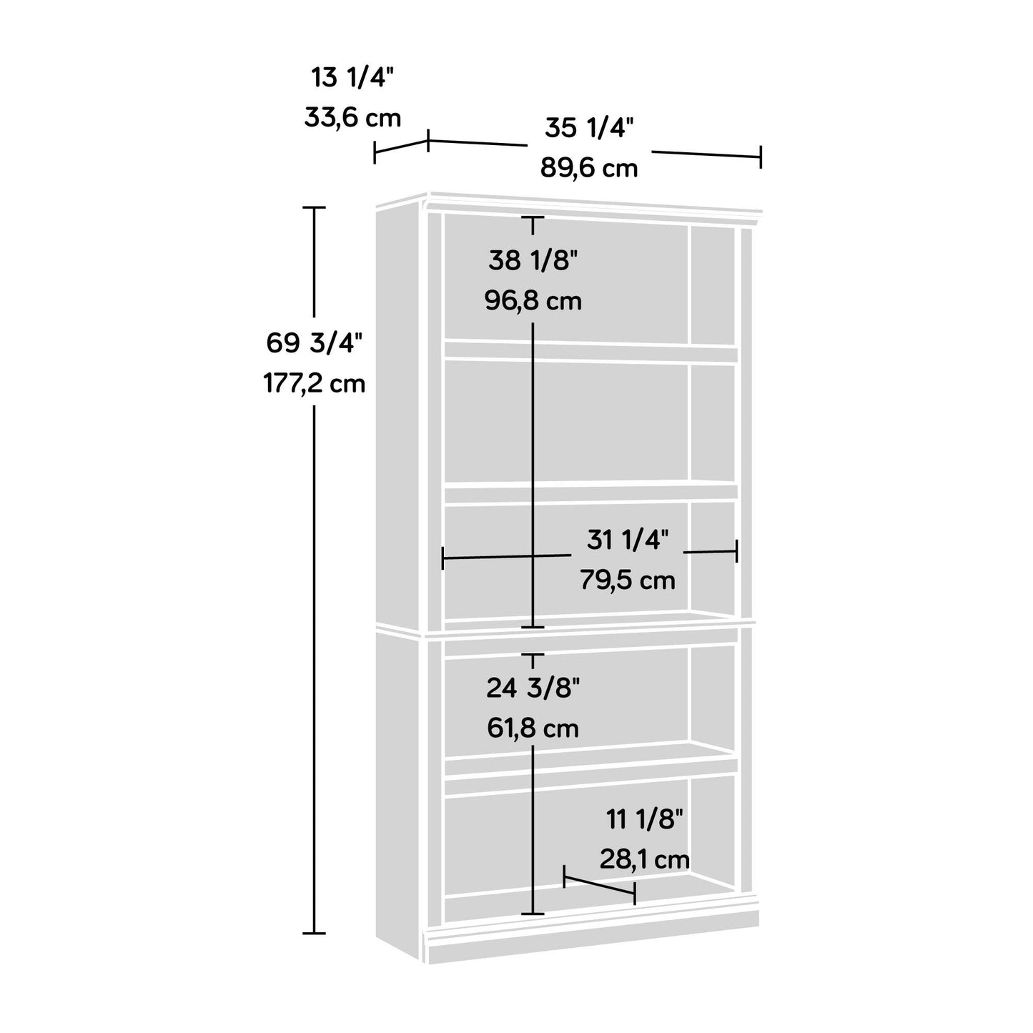 Sauder 5 Tier Book Shelf Wooden Bookcase Multipurpose Bookshelf for Home Office, Living Room, in Sindoori Mango