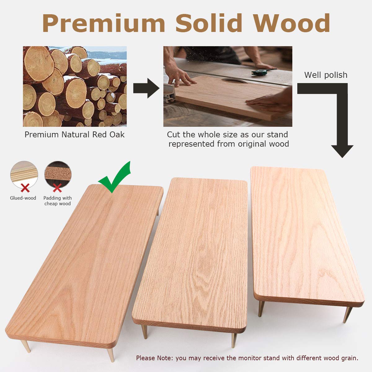 CRAFT KITTIES Monitor Stand Wood Riser with 4 USB Ports, Computer Monitor Stand with America Walnut Data Transfer Charging Hub -Compatible with Computer, Mac, PCs, Smartphone, 20.5*8.3in