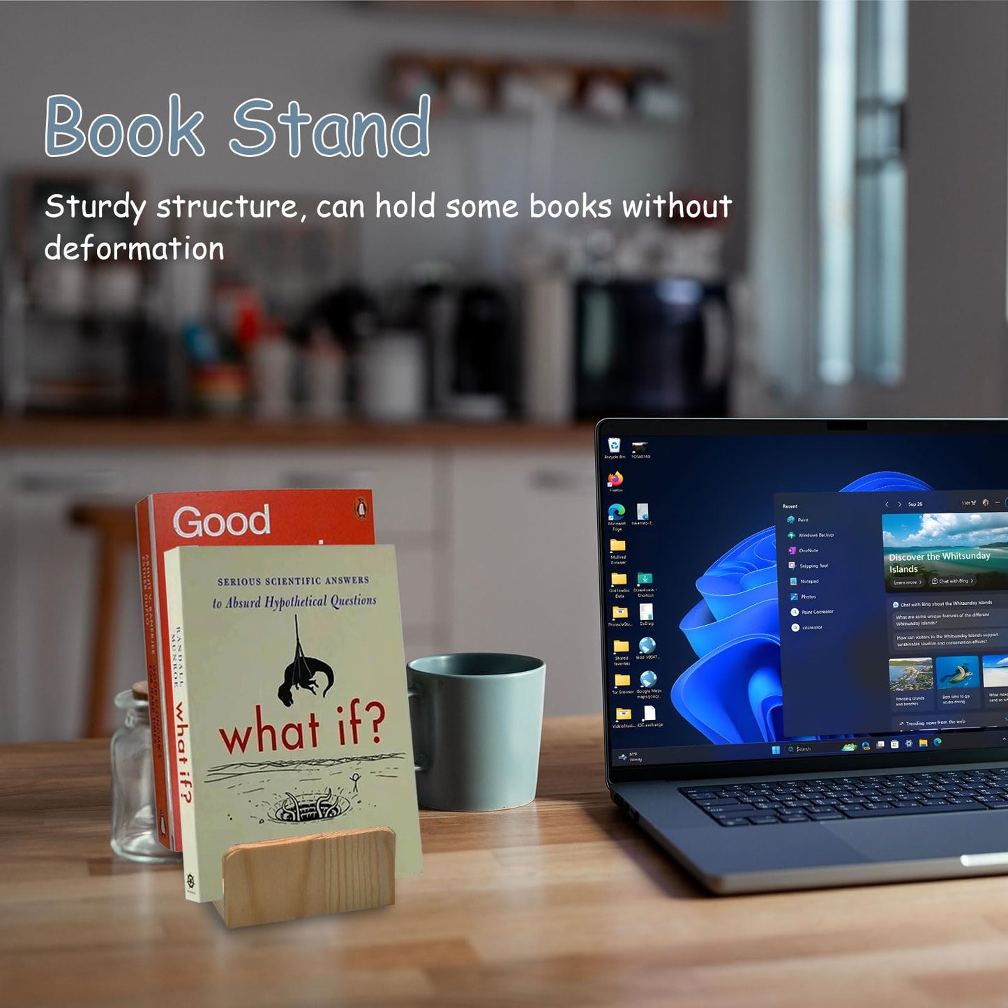 Monciysn 2 Pack 4 Tier Wood Brochure Display Stand, Flyer Display Holder Pamphlet Postcard Magazine Organizer Countertop Display Stand