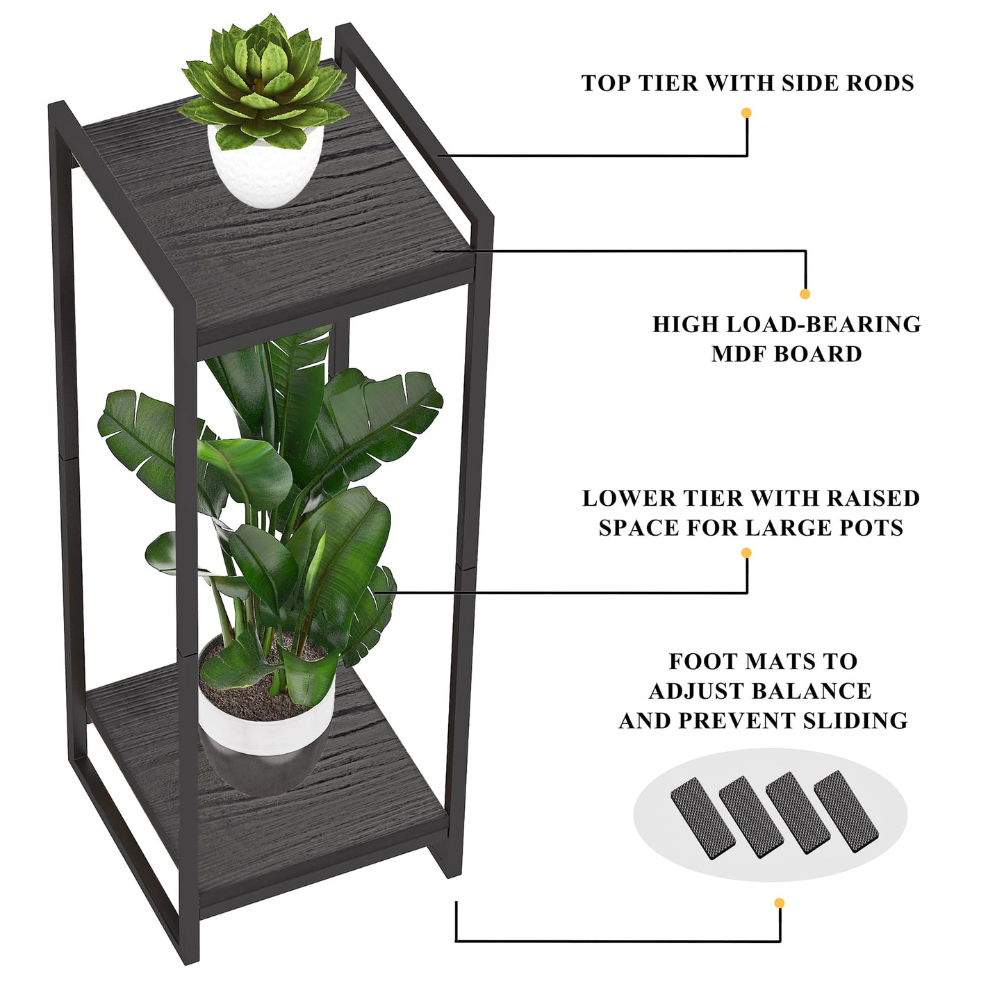 FONHAYE 23.6" Wide Plant Stand Indoor, 3-Tier Modern Plant Ladder Shelf Corner Flower Pot Holder Organizer for Living Room Balcony Garden, Rustic Brown