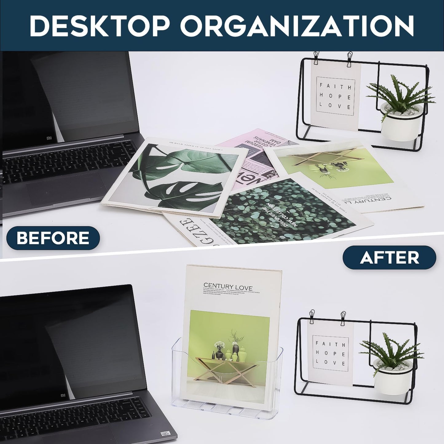 xydstay Acrylic Brochure Holder 4x9 Inches and 8.5x11 Inches combination set (2 Packs of Each Size),Pamphlet Holder Flyer Holder,Display Stand,Table Signs Plastic Paper Holder for Office, Home, Store