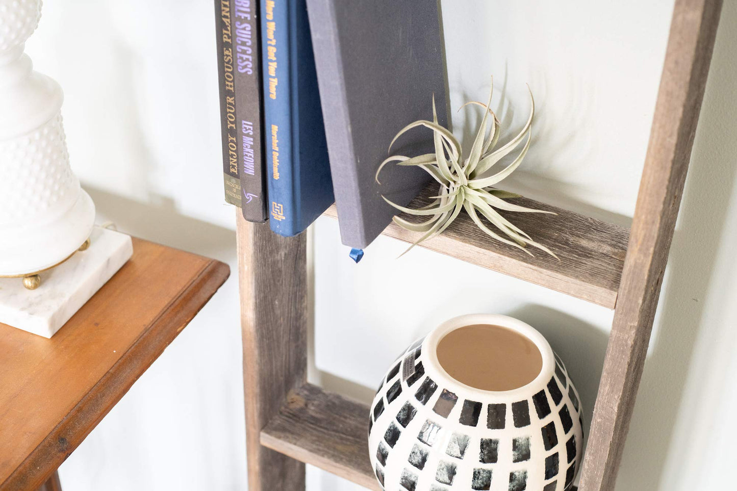 BarnwoodUSA Rustic Farmhouse Decorative Ladder - Our 3ft Ladder can be Mounted Horizontally or Vertically | Crafted from 1% Upcycled Wood | No Assembly Required | Weathered Gray
