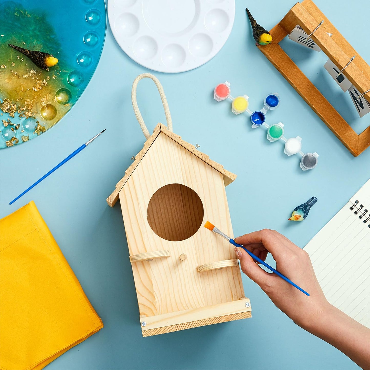 Liliful 2 Pack Wooden Birdhouse Kit for Kids and Adults, DIY Painting Set & Real Outdoor Birdhouse, Durable Craft for Garden, Classroom, Birthday Gifts Ages 3-5 4-8 8-12