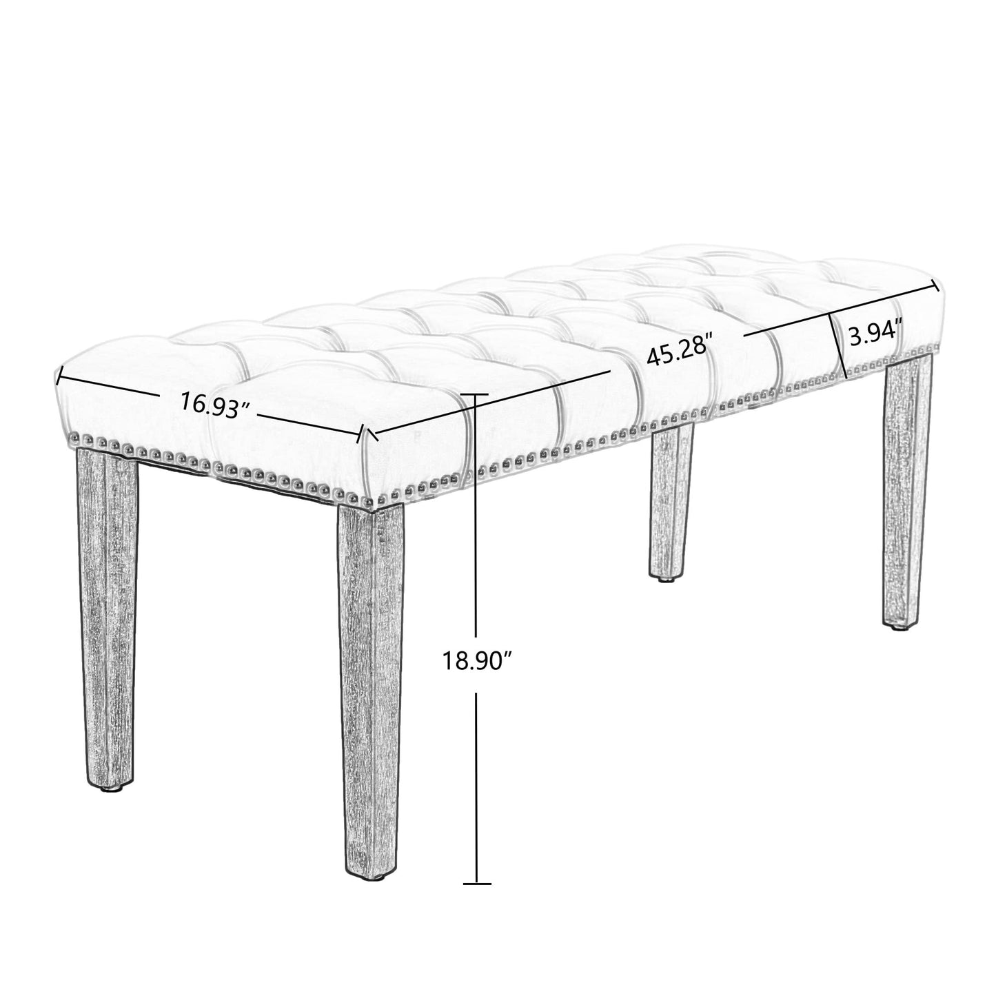 Aursrenty Velvet Upholstered Tufted Bench with Rubber Wooden Legs, Velvet Cushion, 45.28" L Accent Footrest Stool for Living Room, Entryway, Dining Room, Bedroom Beige