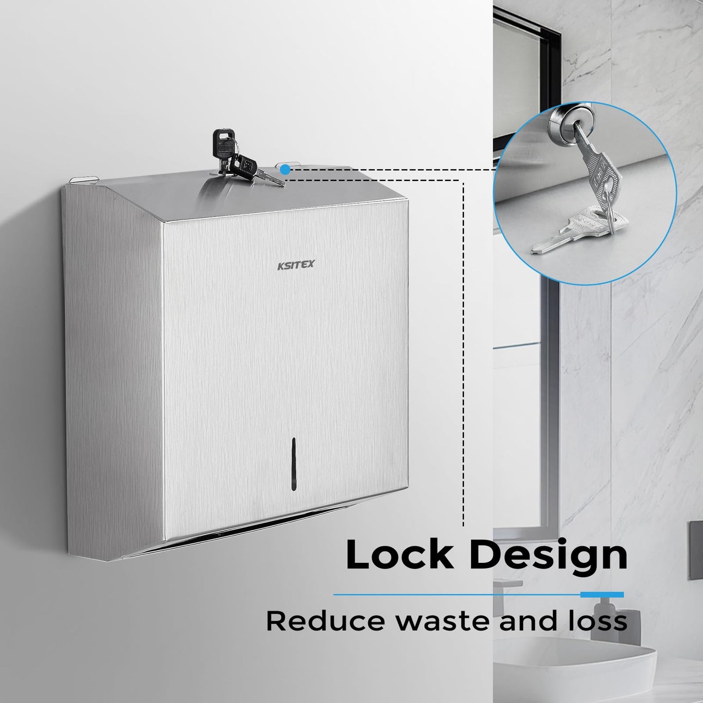 Paper Towel Holder Dispenser Wall Mount, SUS304 Stainless Steel Paper Towel Dispenser, Toilet Paper Napkin Holder, C Fold Multifold Trifold Paper Towel Dispenser, Hand Towel Dispenser for Commercial