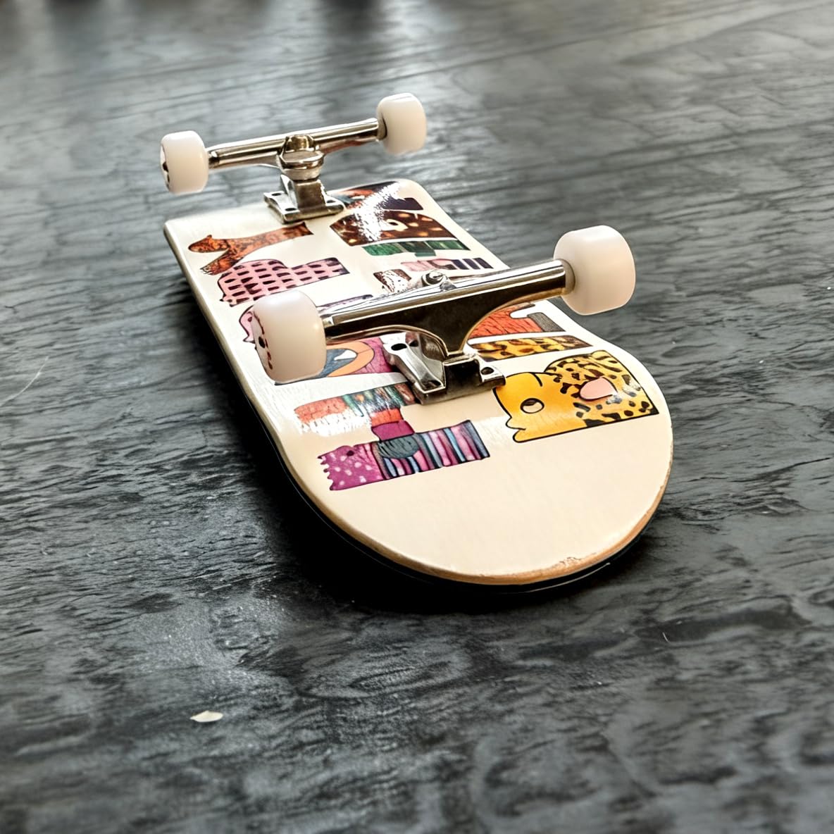 Noahwood Wooden Fingerboard Complete (Noah Team Deck 34mm, Prince ii Trucks 34mm Silvery +noahwood White Crown Wheels ii) (Happy Birthday I)