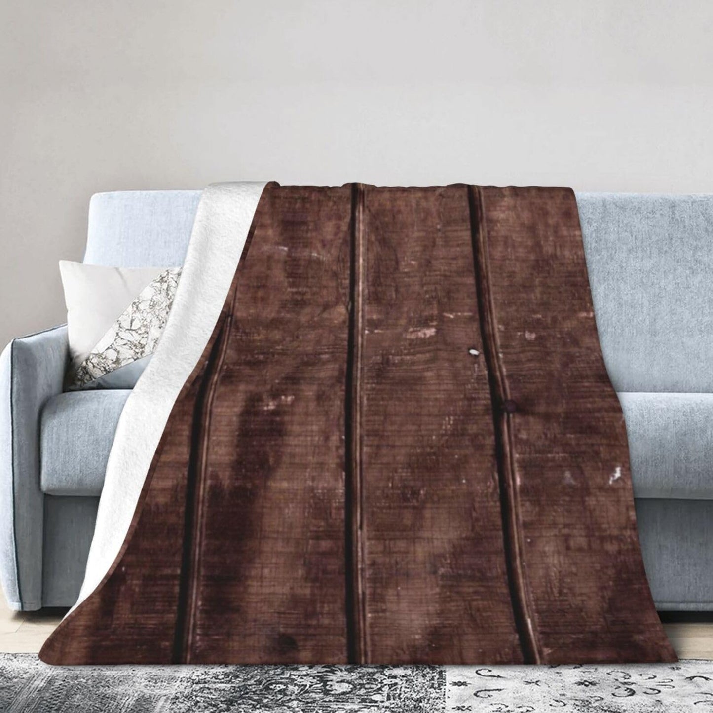 60"X50" Wooden Plank Texture Soft Flannel Blanket - Lightweight and Quick Drying, Used for Home, Travel, Camping