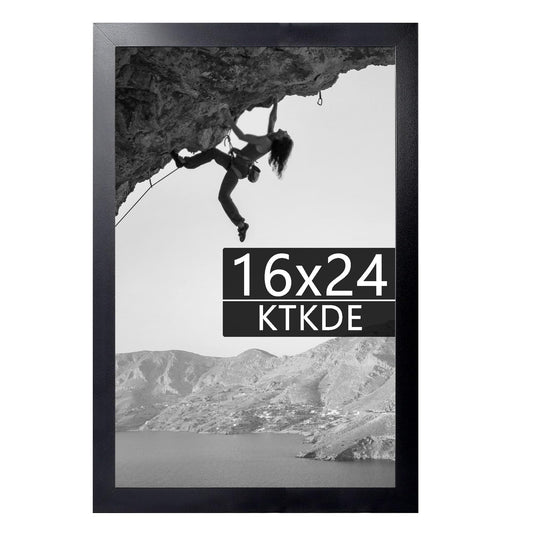 KTKDE 16x24 Picture Frame Wooden Black,Poster Frames with Polished Plexiglass, Wall Hanging Large Studio Gallery Photo Frames Decorating for Minimalist Style Suitable,Any style Best gift