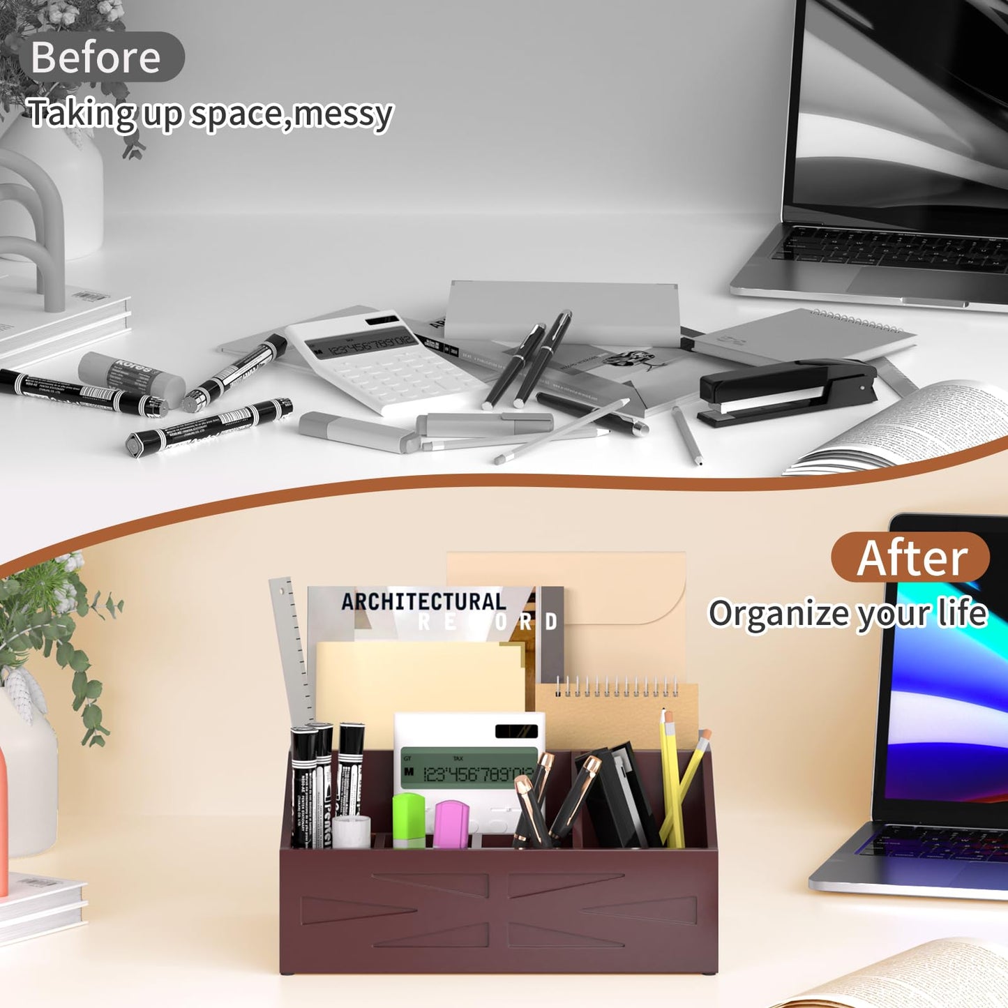 BELO VALE Large Mail Organizer Countertop,Farmhouse Desk and Kitchen Countertop Storage, Letter Sorter, Desk Mail Organizer and Bill Organizer, Desktop File and Paper Holder