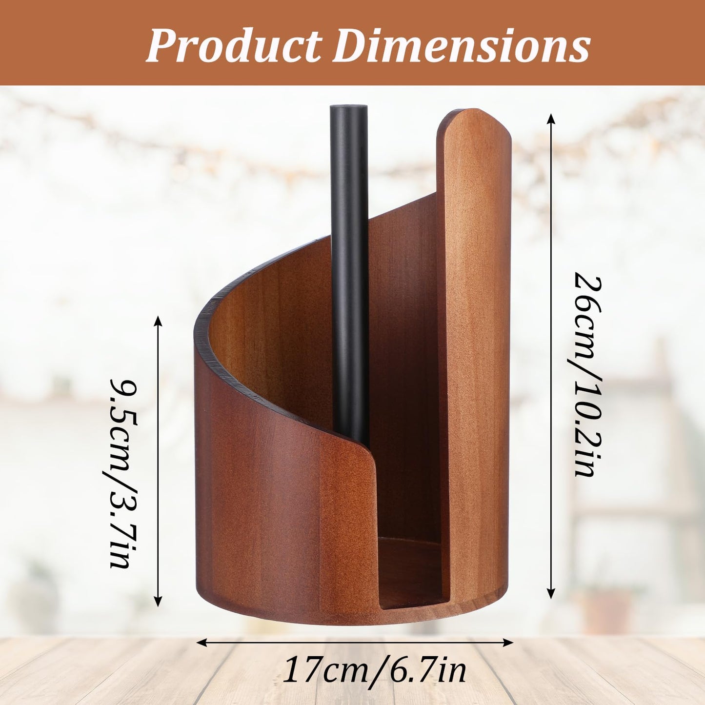 KongTiva Paper Towel Holder, Natural Mango Wood Countertop Stand for Jumbo Rolls with Wood Round Base Wooden Paper Towel Holder for Kitchen Dining Table Home Decor, Fits Small Rolls