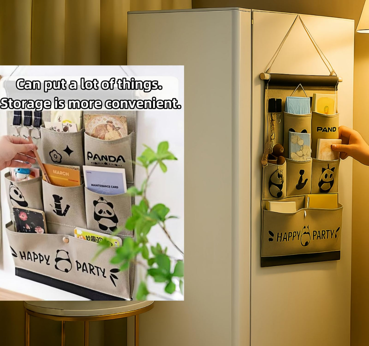 Dorm Mini Fridge Microwave Oven Shelf, with a Free Fridge Hanging Bag, Kitchen Small Fridge Top Space Storage Rack, Wooden and Metal Adjustable Size(23.6" Lx 19.7" W x 58.7" H)