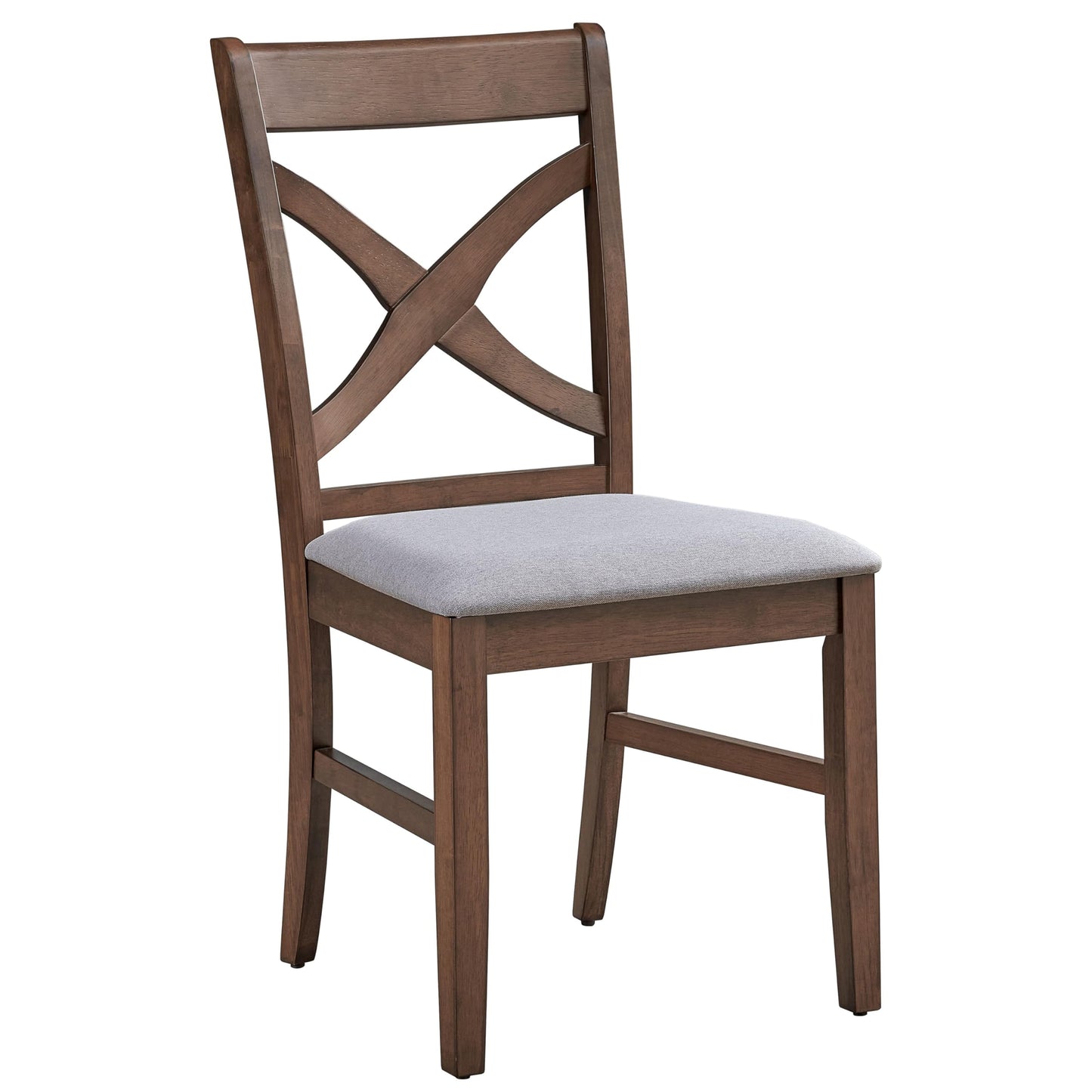 Acme Ferris Wood & Fabric Upholstered Side Chair in Brown (Set of 2)