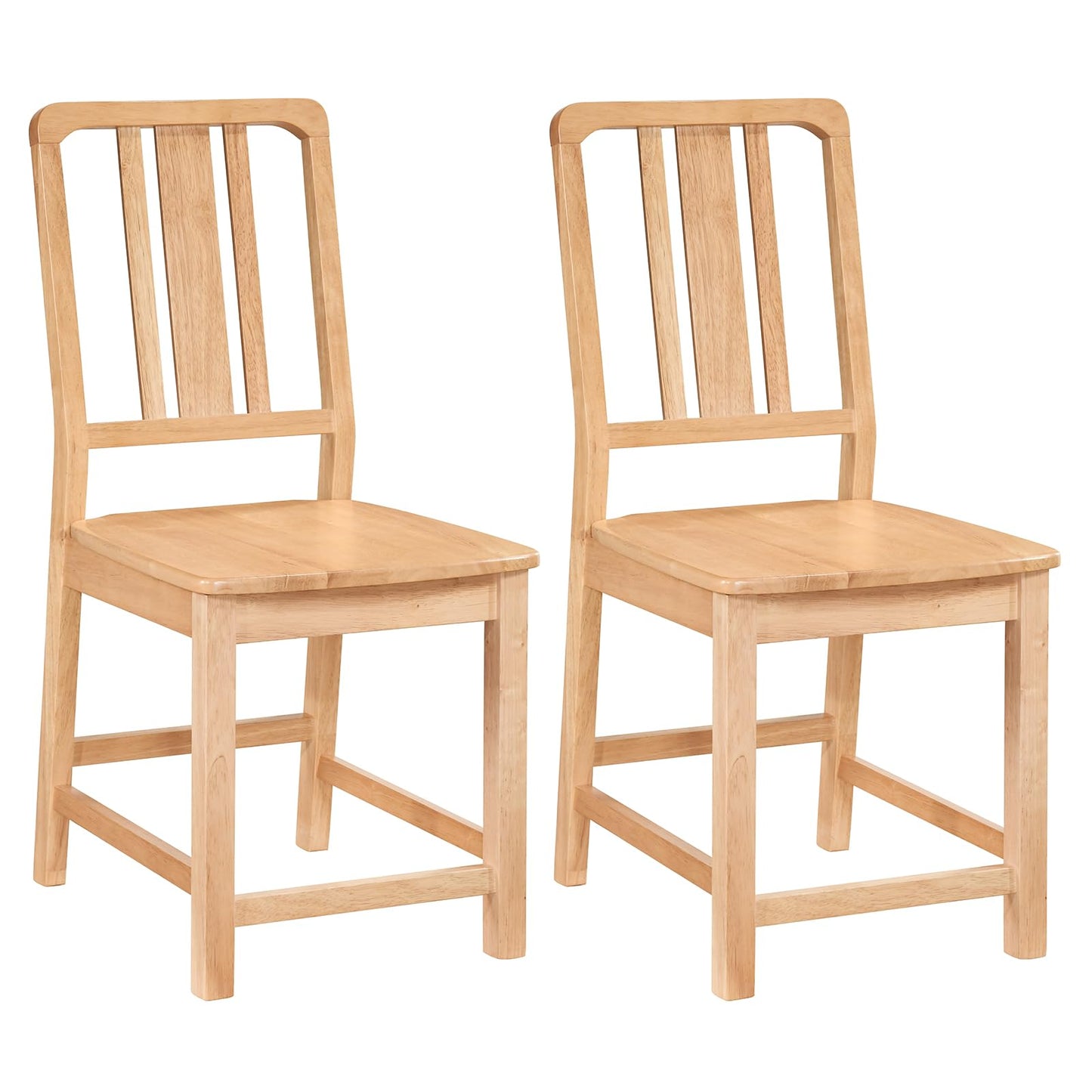 Giantex Wood Dining Chairs Set of 2, Rubber Wood Kitchen Chairs with Hollowed Backrest, Natural Dining Room Chair, Wooden Side Chairs for Living Room Restaurant