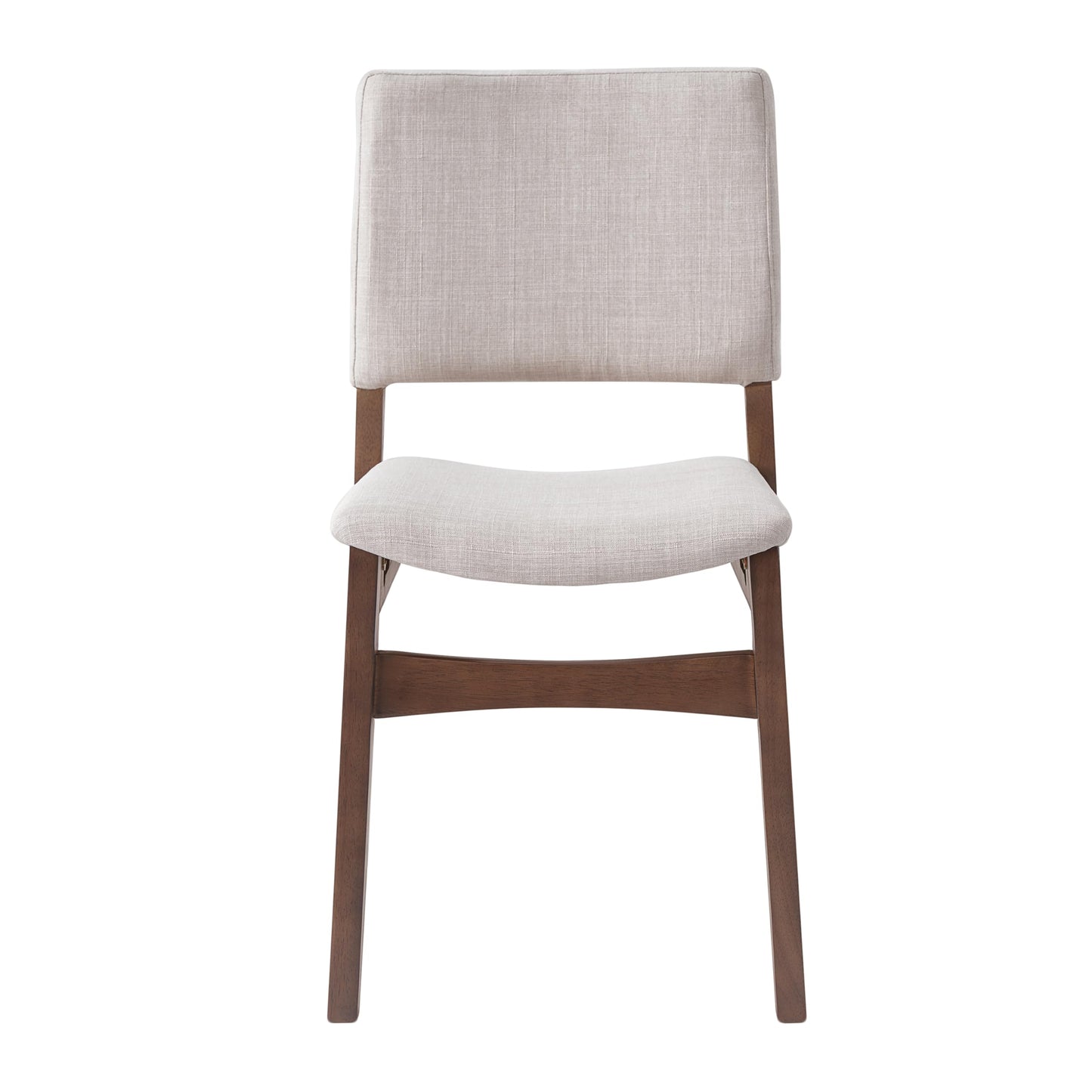 Upholstered Stackable Dining Chairs Set of 2 Linen Fabric Seat Backrest, Solid Wood Frame, Rustic Kitchen Chairs for Dining Room, Living Room, Dark Walnut