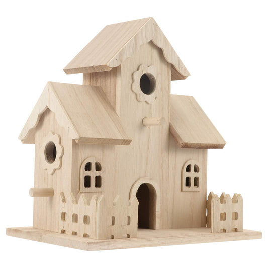 Wooden Bird House, Unfinished Cottage Hanging Birdhouse for Outside to Build or Paint, 7.8" Unpainted Sleeping Nest Mini Bird Feeder Houses to Decorate Crafts, Indoor Outdoor Use