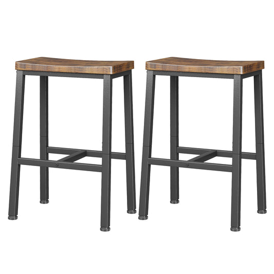 Homeiju Bar Stools, Counter Height Bar Stools Set of 2, 23.6 Inch Saddle Stools with Footrests, Industrial Kitchen Counter Seat for Dining Room, Kitchen, Counter, Rustic Brown