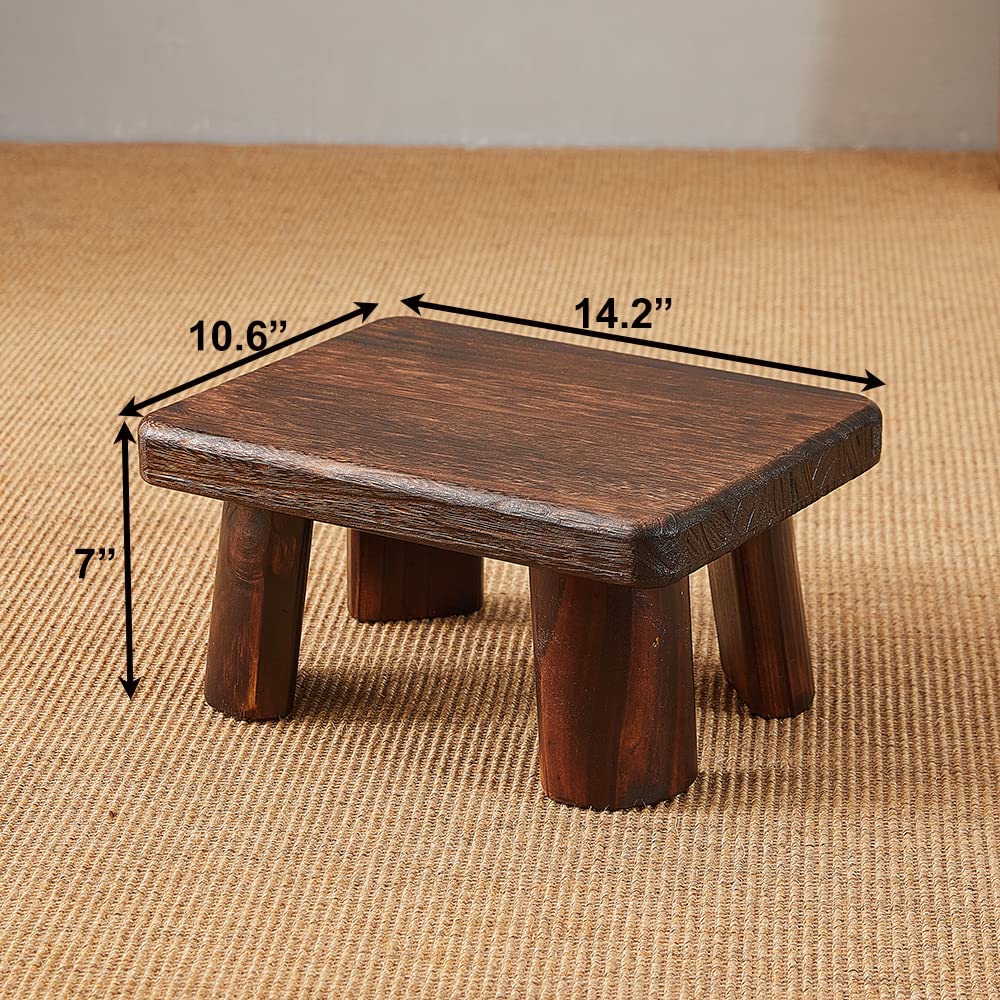 SINOBEST Wooden Stool, Rectangular Bedside Step Stool, Step Ladder for Kitchen & Bathroom, Foot Rest Stool Under Desk, Super Sturdy Hold Up to 500 LBS