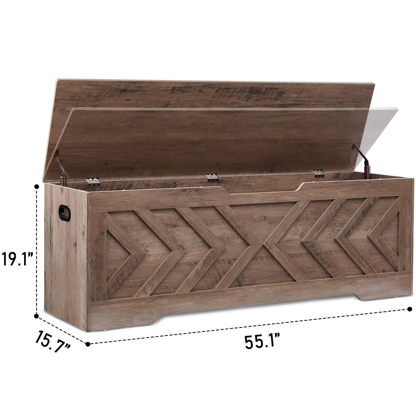 XDliv 55.1” Storage Bench, Extra Large Entryway Bench with Storage,Storage Chest with 2 Safety Hinges,Blanket Storage,Shoe Storage Chest for Bedroom,Living Room,Easy Assembly. (Greige)