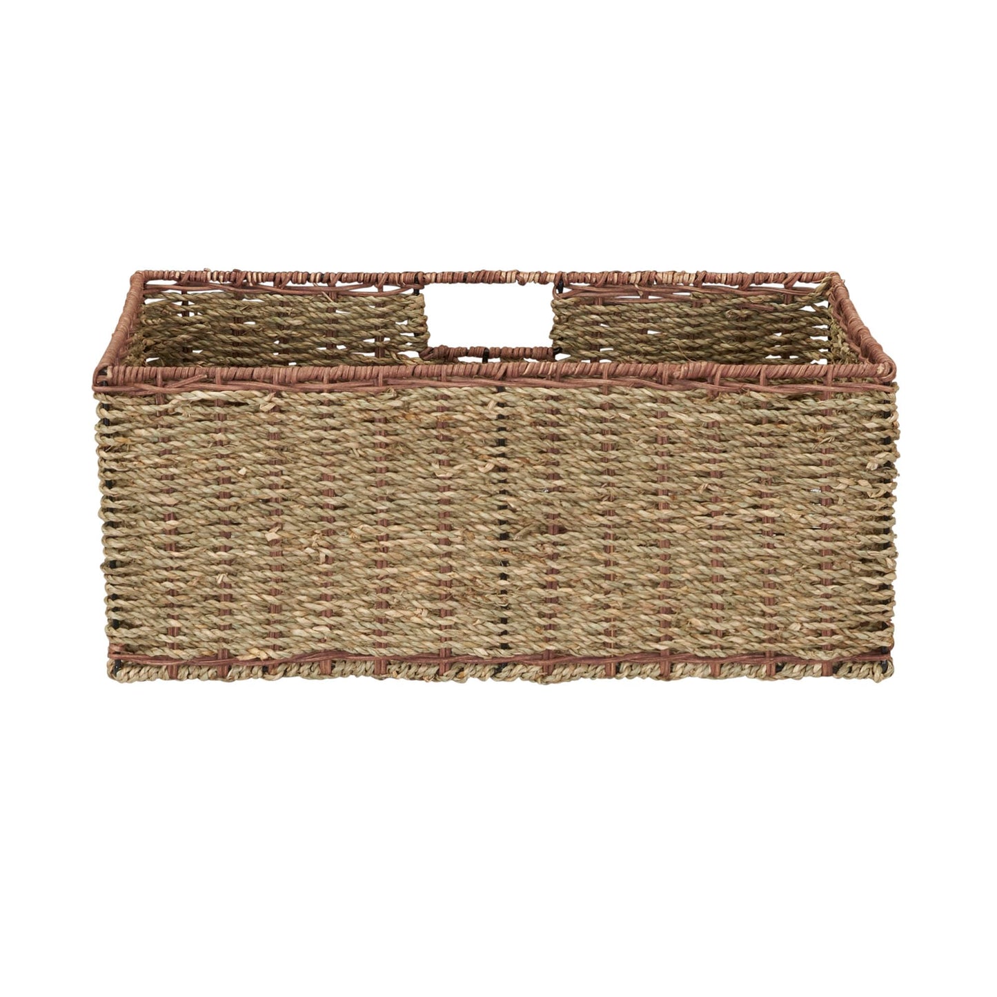 Household Essentials 5 Drawer Seagrass Wicker Storage Tower with Handwoven Rattan Design and Strong Metal Frame, Natural Rustic Modern Finish