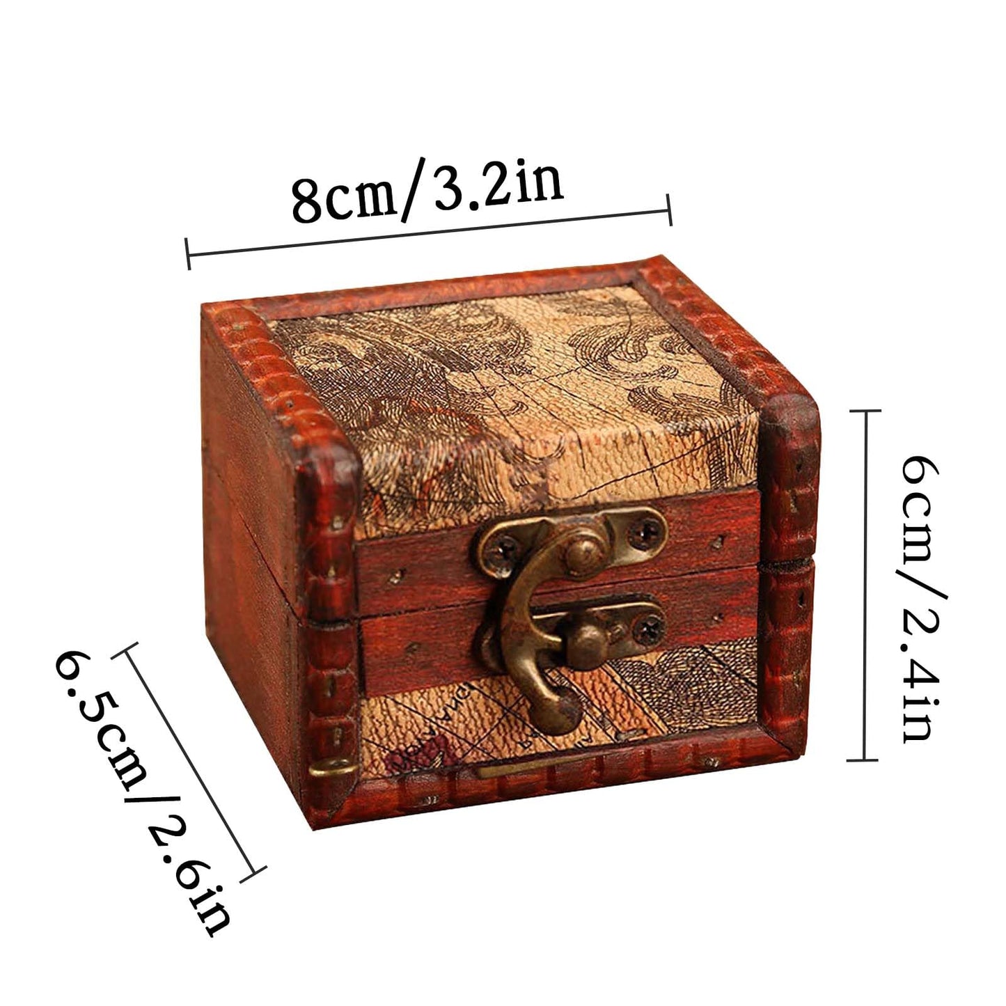 GemJelry Wooden Jewelry Box, Classical Wood Jewlery Box Jewelery Storage Box Case Holder Jewellery Chest Mom Gifts Antique Trinket Organizer Treasure Box for Women Girls Ring Necklace Earring