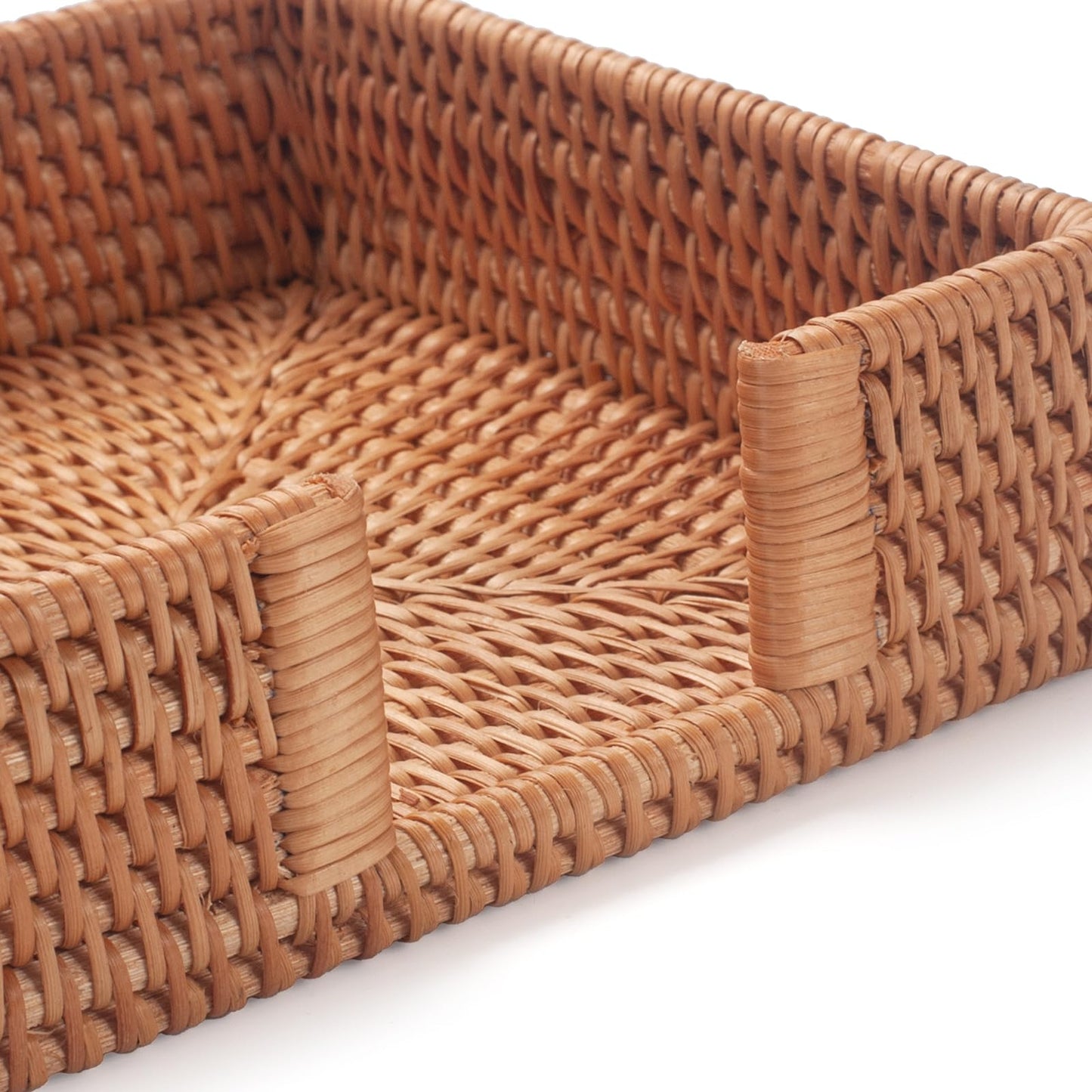 Rattan Napkin Holder Square, Napkin Holders for Paper Napkins, 7.5" x 7.5" x 2.5", Wicker Napkin Tray, Woven Guest Towel Holder for Restaurant/Kitchen/Bathroom Napkin Holder for Table
