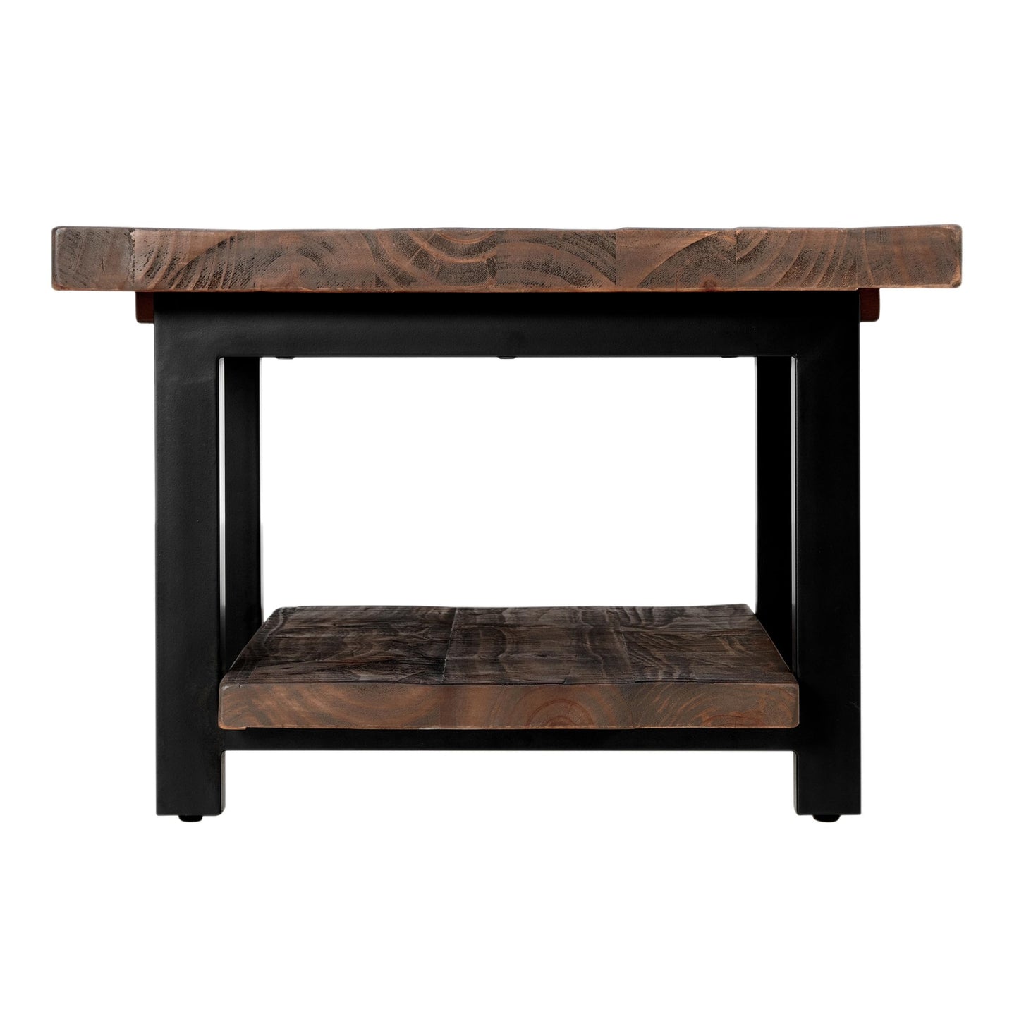 Pomona 27-Inch Square Solid Wood Coffee Table with Metal Legs – Modern Farmhouse Rustic Small Space Table by Alaterre Furniture (Rustic Brown)
