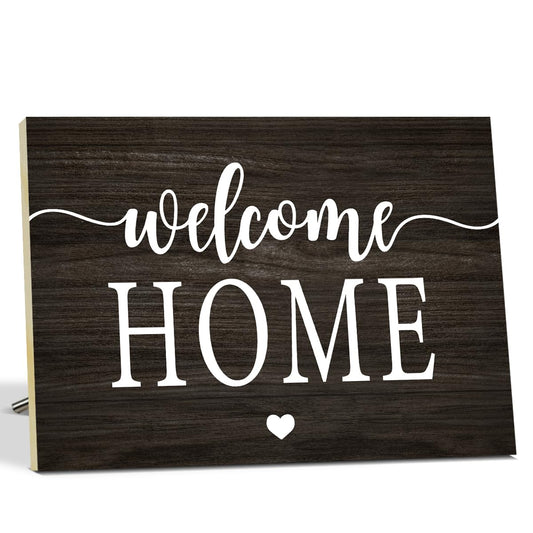 Welcome Sign Wooden Signs Housewarming Gifts For Home Decor, Entryway Sign Wall Art Wooden Plaque Desk Sign With Stand Table Decoration for Women Family -11