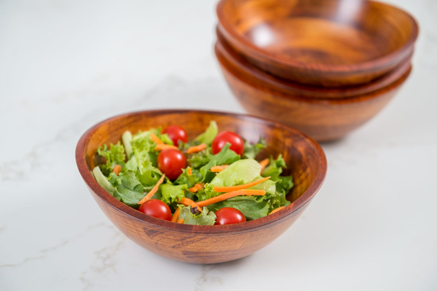 Lipper International Cherry Finished Wavy Rim Serving Bowls for Fruits or Salads, Matte, Small, 7.5" x 7.25" x 3", Set of 4 Bowls